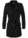 Allegra K Men Button-tab Epaulets Slim Fit Double Breasted Belted Worsted Coat