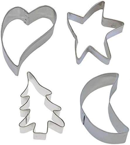 4 Piece Primitive Folk Star Heart Moon Tree Cookie Cutter Set