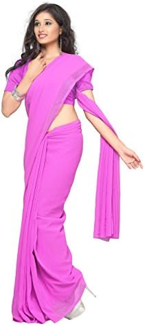 Sonika Plain Chiffon Saree (SF010_Light Pink)
