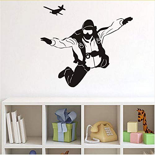 Mingming52091 DIY Wall Sticker Wall Decals Skydiver Diving from Airplain Wall Stickers Home Decor Living Room Removable Vinyl Wall Decals Sport Wallpaper for Kids Nursery Bedroom Living Room