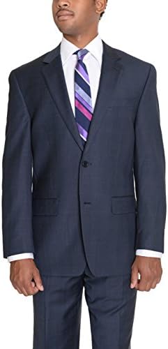 Zanetti Mens Classic Fit Navy Blue Glen Plaid Two Button Wool Suit