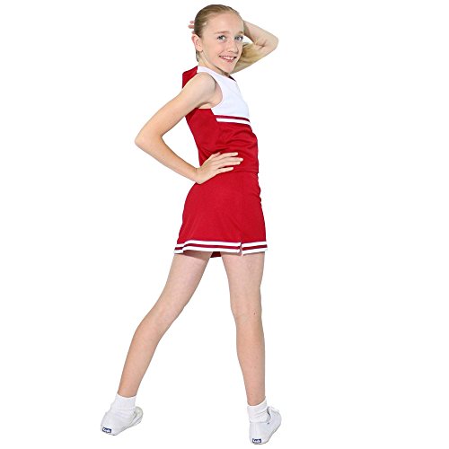 Danzcue Child A-Line Cheerleaders Uniform Skirt, Scarlet-White, Small