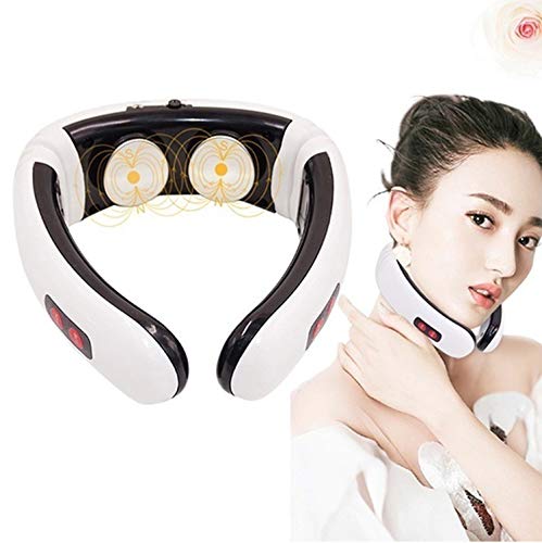 Back Neck Massager - Kneading Massage with Heat for Shoulders and Neck - Use at Home, Office, and Car (White)