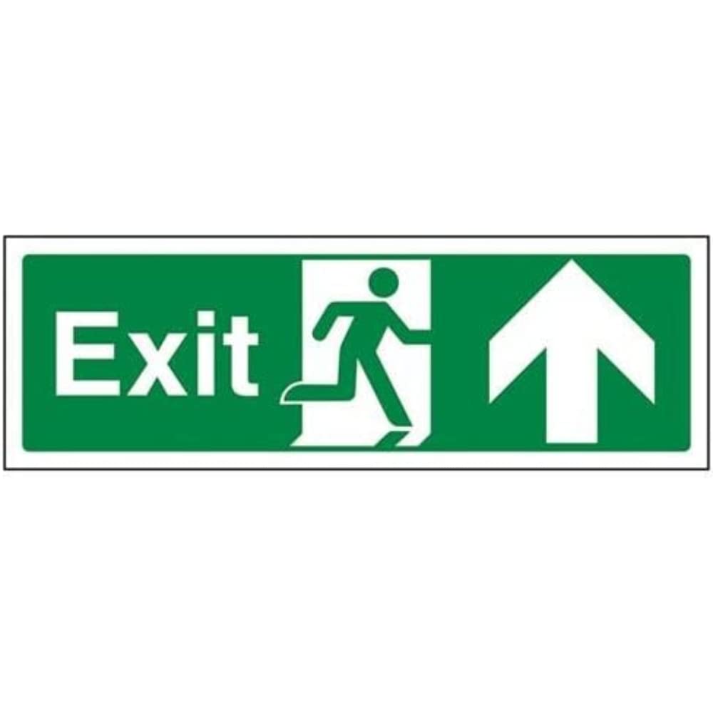 V Safety Exit Arrow Up Sign - 300mm x 100mm - 1mm Rigid Plastic