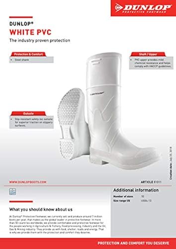 Dunlop Protective Footwear,Plain Toe White Safety Lock, 100