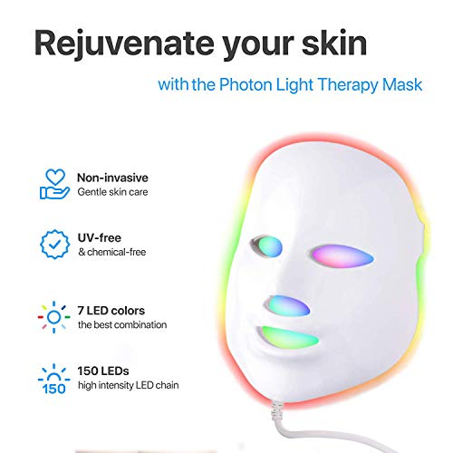 Angel Kiss Led Face Mask Light Therapy, 7 Color Blue & Red Light