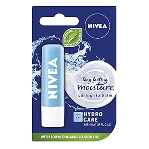 Nivea HYDRO CARE with Pure Water & Aloe Vera SPF15 Lip Balm 4.8g x 3 Packets Carded