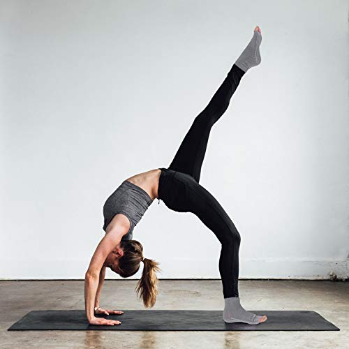 Echolife 4 Pairs Yoga Socks with Grips Non-Slip Toeless Low Cut Pilates Ballet Barre Socks Non-Skid Sticky Grip Sock for Girls Womens (Solid Half Toe)