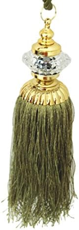 Pair Candy Design Central Beaded Crystal Tassel Large Modern Curtain Tiebacks Dark Green