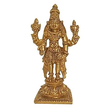 Buy Vgocart Brass Vishnu Perumal Idol With Holding Sangu Chakaram