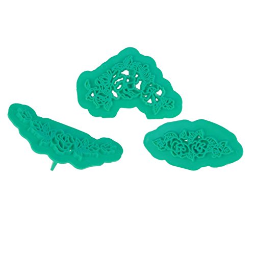 WinnerEco 3pcs Flower Print Plastic Fondant Embosser Mold Cookie Cake DIY Baking