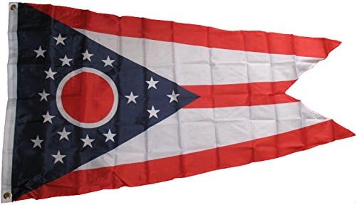 Premium Ohio State Flag (3 By 5 Foot) - Large Flag With Brass Grommets - 100% Super Polyester Material - Perfect For Hanging Indoor/Outdoor