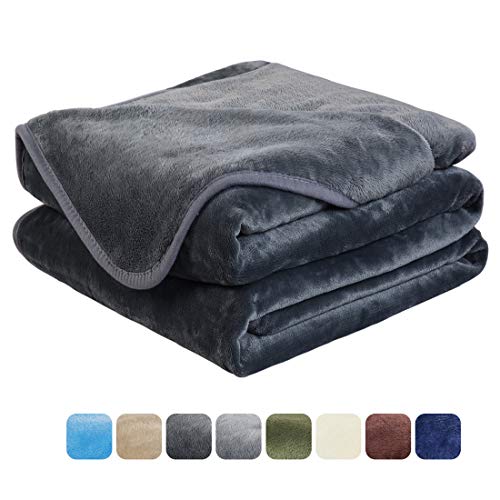 EASELAND Soft King Size Blanket All Season Winter Warm Fuzzy Microplush Lightweight Thermal Fleece Blankets for Couch Bed Sofa,90x108 Inches,Dark Gray