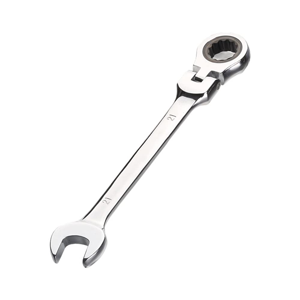 Aoktorkit Metric Tool Flex-Head Ratcheting Wrench 21MM,Professional Chrome Vanadium Ratchet Spanner Steel 72 Teeth 12 Point for DIY,Pipeline,Bicycle Repair and Home Maintance