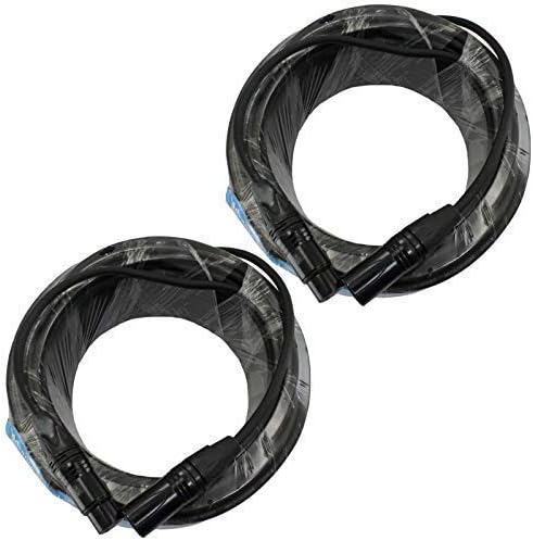 2 Pack Male to Female XLR Cable with Black connectors 75 FT Foot Feet Straight to Straight