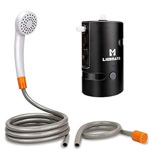 Liebmaya 12 V Draagbare buitendouche met 4400 mAh batterij, USB-oplader, voor kamperen, wandelen, reizen, tuin, strand…