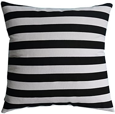 MochoHome Decorative Canvas Black/White Stripe Rectangle Throw Pillow Cover Case Pillowcase Cushion Sham - 24" x 32"