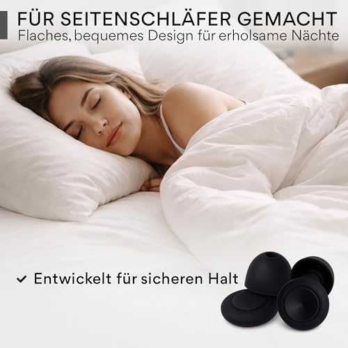 Senner Sleep Ear Plugs for Sleeping for Side Sleepers, Soft Silicone Ear Plugs to Reduce Snoring Noise and Noise, SNR 21dB, EN 352-2, 4 Sizes XS/S/M/L, Reusable, with Case