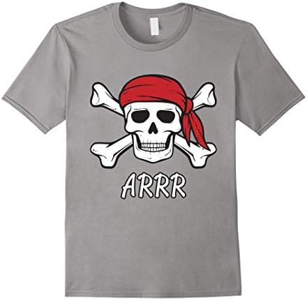 Mens Pirate Shirt Kids or Adults Crossbones and Skull T-Shirt 2XL Slate