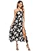 Zeagoo Women's Halter Ruffles Sleeveless Floral Print Split Beach Maxi Dress