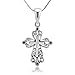 925 Sterling Silver Celtic Filigree Design Cross Pendant Necklace, 18 inch Snake Chain