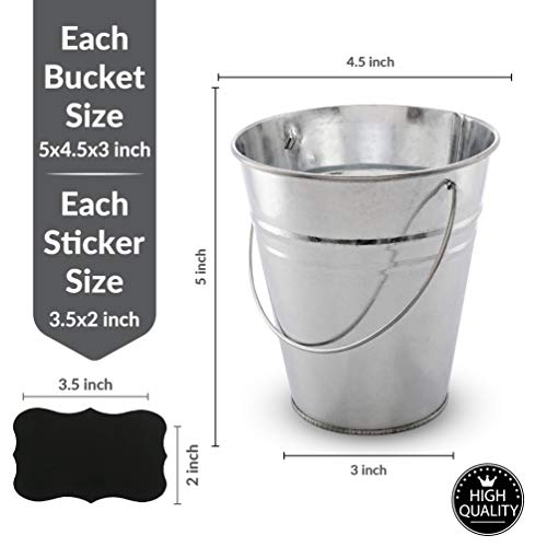 FujiFun 12pc Galvanized Metal Buckets Handle 5in x 5in 16pc Chalkboard
