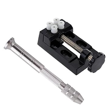 Generic Mini Manual Hand Drill Chuck Twsit Micro Drill Bit Pin Vice 0.3-2.5mm+Mini Walnut Vise Clamp Table Bench Vice Carving Tools