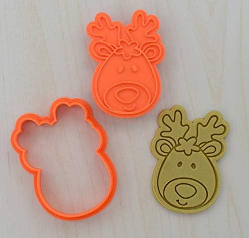 Deer Head Cookie Cutter with Stamp 102 (2.5 x 3.5 inches)