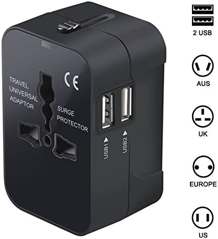 Universal Travel Adapter, International Adapter Plug Kits Dual USB Charging Ports, All in One Converter Wall Charger