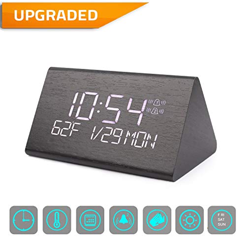 Digital alarm clock, adjustable brightness voice control desk woo…