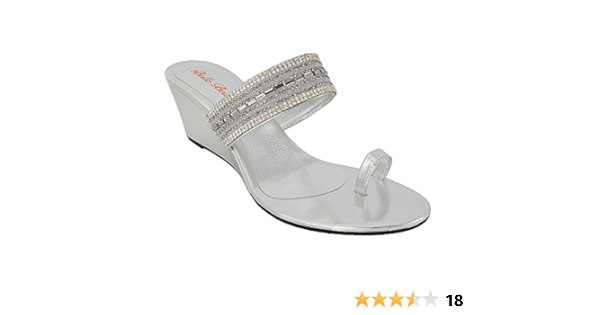silver diamante wedges