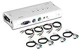 TRENDnet 4-Port PS2 KVM Switch and Cable Kit with Audio, Manage 4 Computers, Windows/Linux, Auto-Scan, VGA/SVGA HDB, 15-Pin, TK-408K