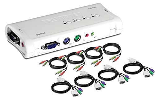 TRENDnet 4-Port PS2 KVM Switch and Cable Kit with Audio, TK-408K