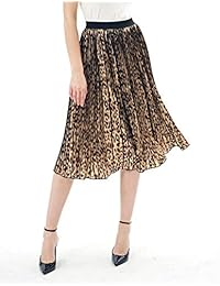Falda de gasa tipo A plisada para dama, diseño de leopardo