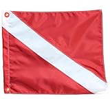 Performance Divers Nylon Diver-Down Boat Flag, Slip on Style (Various Sizes, Red & White Dive Flag)