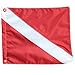Performance Divers Nylon Diver-Down Boat Flag, Slip on Style (Various Sizes, Red & White Dive Flag)