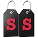 Shacke Initial Luggage Tag with Full Privacy Cover and Stainless Steel Loop - Black (Letter S)