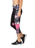 RBX Active Women's Paintbrush Print Capri with Mesh Pink Combo L