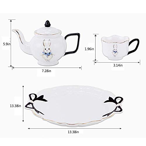 Porzellan Keramik Tee Geschenkset Mit Metallhalter, Kaffeeservice Set Mit Tassen, Untertassen Und – Bild 2