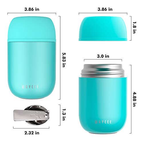 Insulated Food Jar WayEee Vacuum Bento Box Lunch Containers 16 oz for Kids Adults, Stainless
