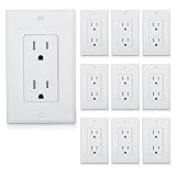 Maxxima Tamper Resistant Duplex Receptacle Standard Decorative Electrical Wall Outlet 15A White, Wall Plates Included (Pack of 10)
