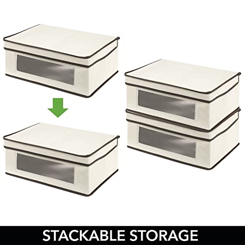 mDesign Fabric Stackable Slim Shelf Storage Organizer Box with Window
