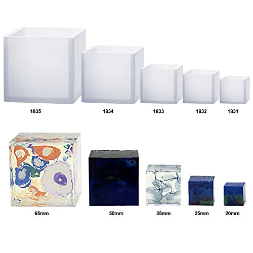 Funshowcase Cube Paperweight Silicone Mold for Polymer Clay Crafting, Soap Making, Resin Epoxy, Jewelry Making Assorted Size 5-Pack