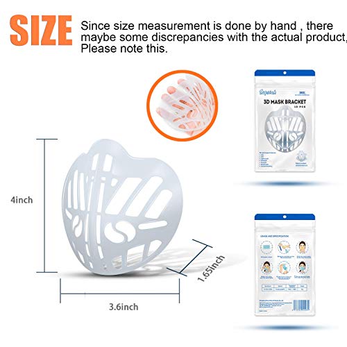 Supsiah 3D Mask Bracket Inner Support Holder Frame Lipstick Protection Cool Silicone More Breathing Space for Comfortable Reusable Washable Helps Breathe smoothly 10pcs Clear