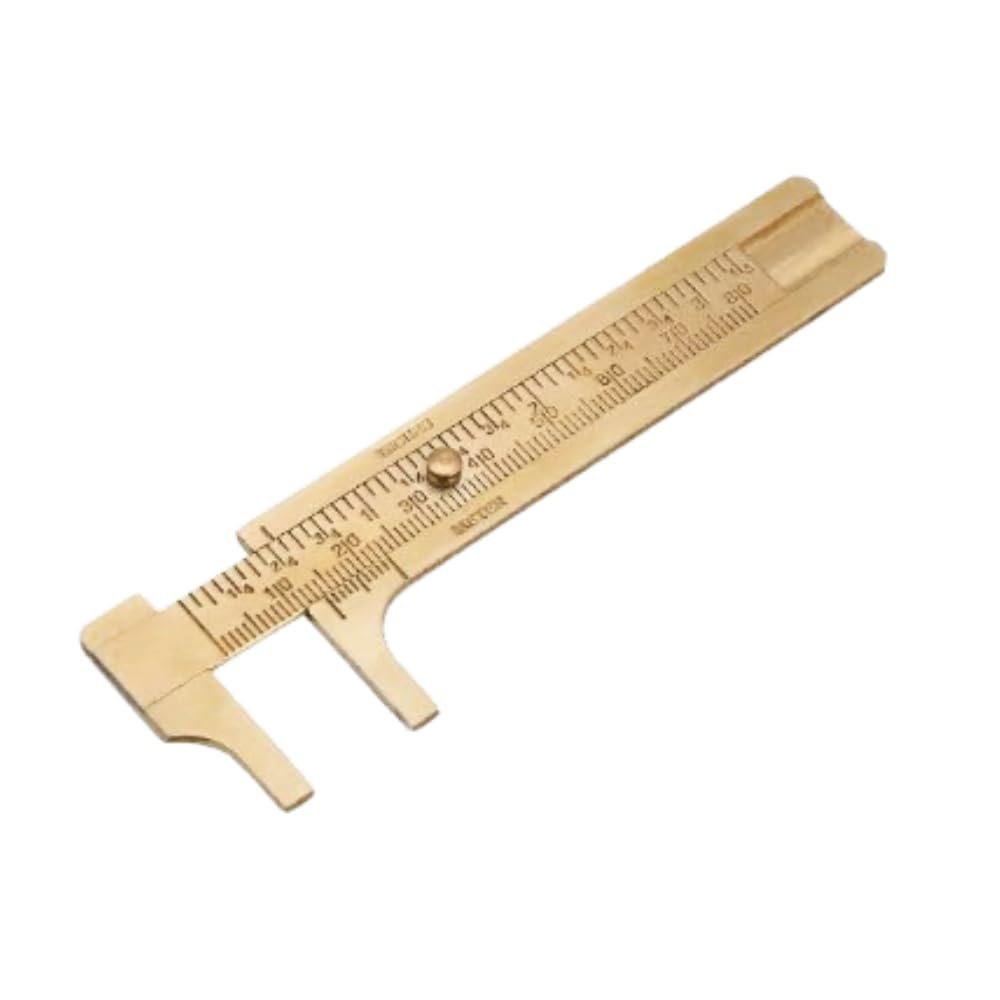 Tyenaza Brass Vernier Caliper, Double Scales Measuring Gauge mm/inch Mini Caliper Ruler for Jewellery Measurement (80mm)