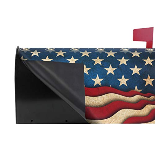 Naanle Vintage American Flag Magnetic Mailbox Cover, USA Flag Mailbox Wrap Home Decorative Large Size 25.5”(L) x 20.8”(W) - Thumbnail 3