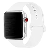 Band for Apple Watch 38mm, Guangzhi New Design (Metal Tuck Clasp Ouside/Correct Wearing Way in 4th Image) Soft Silicone Sport Strap Band for iWatch Series 1 / 2 / 3, Sport, Edition,38mm,White