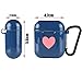 Exbeta Lovely Heart Logo Shock Proof Protective Case Compatible for Apple Airpods Soft Sleeve Dust Plug Cover Accessories Kits Wireless Headphone Box Case Anti-Lost Strap Keychain Hook (Darkblue)thumb 3