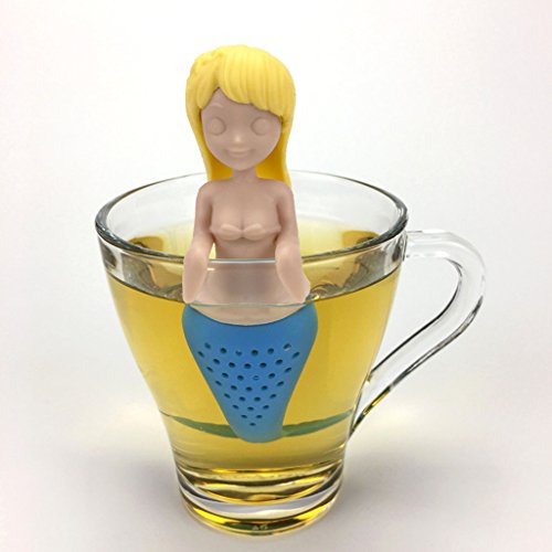 Dabixx Mermaid Tea Leaf Infuser Loose Strainer Herbal Spice Filter Silicone Diffuser-Black