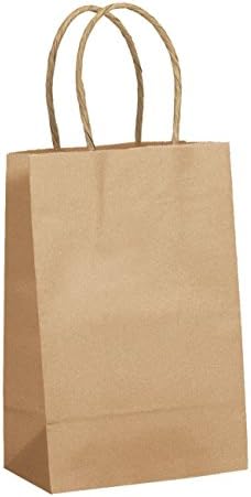 GKB Brown Kraft Paper Twisted Handle Reusable Shopping Bags for Crafts, Take Out, Gifts and More 25 Bags Large 13" x 7" x 13"